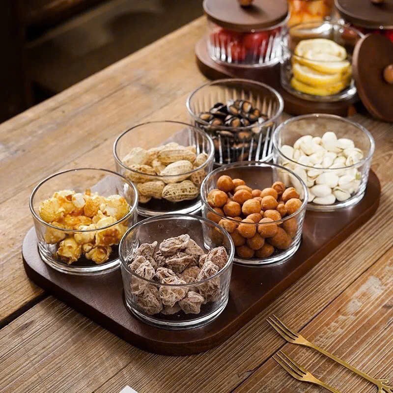 SET 6 hũ mứt khay gỗ