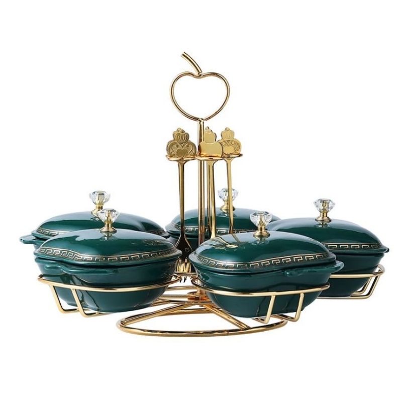 Khay mứt quả táo khung vàng