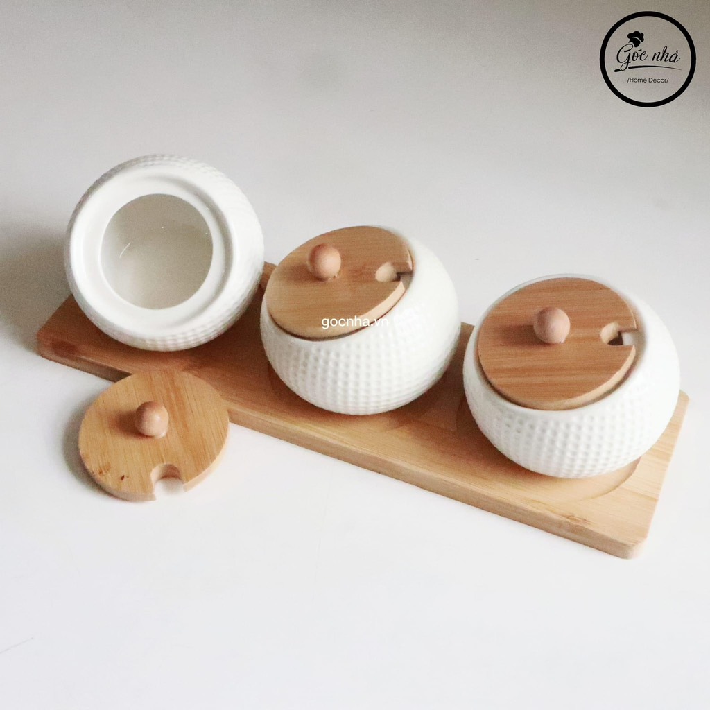 Set 3 Hũ gia vị miệng nghiêng
