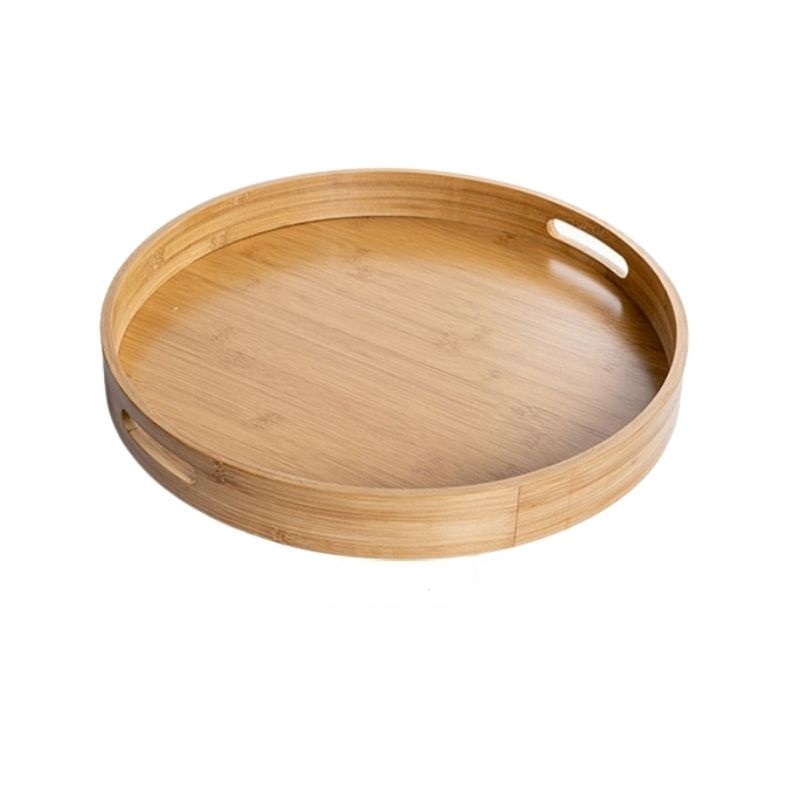 Khay gỗ tròn có tay cầm