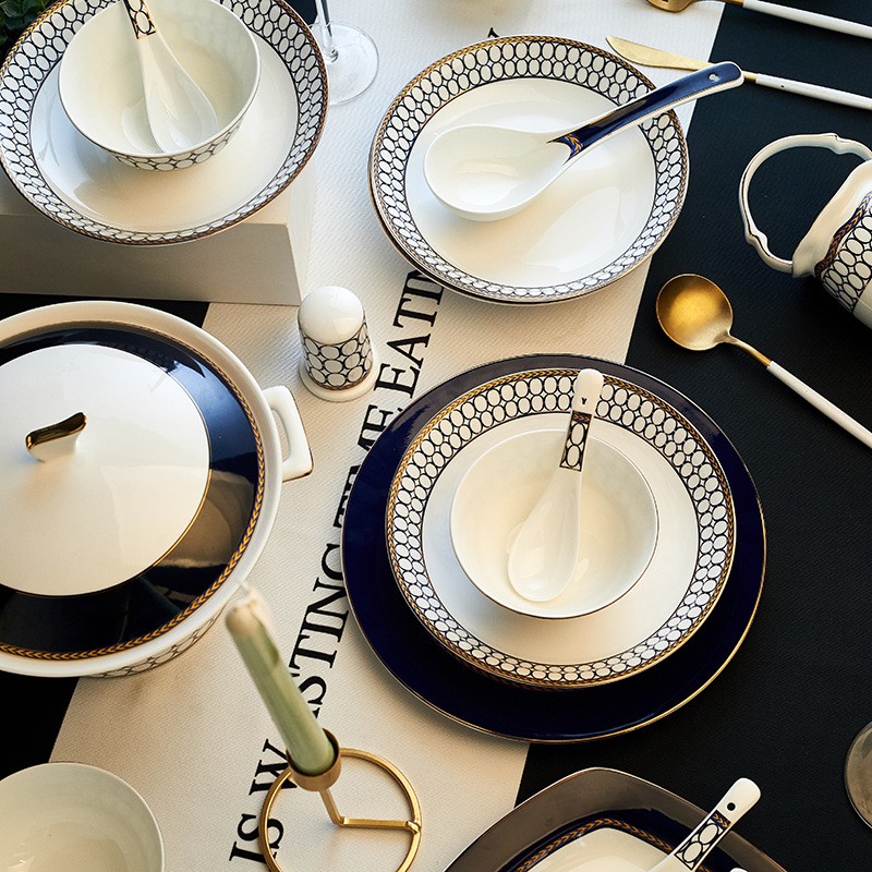 Set chén bát sứ xương Royal Mosaic 60 món