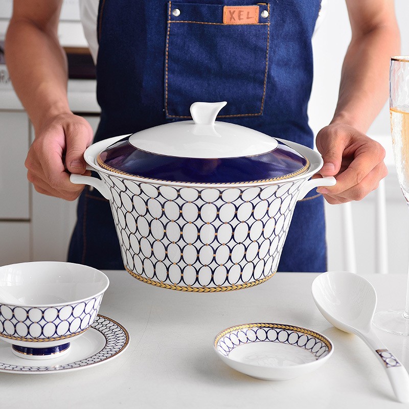 Set chén bát sứ xương Royal Mosaic 60 món