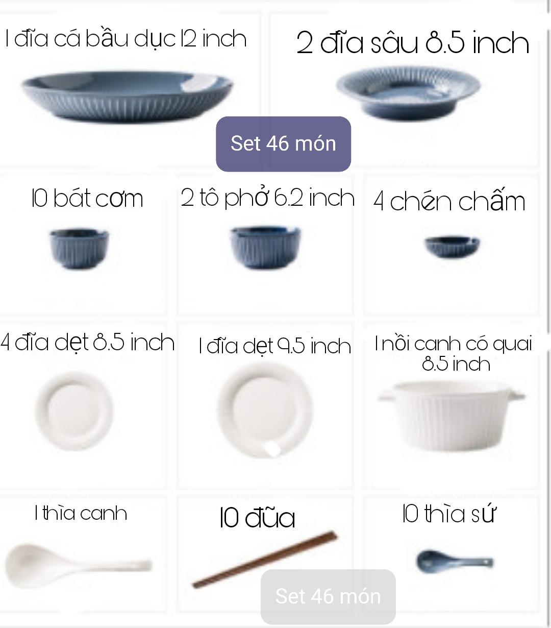 Set chén dĩa HEPBURN