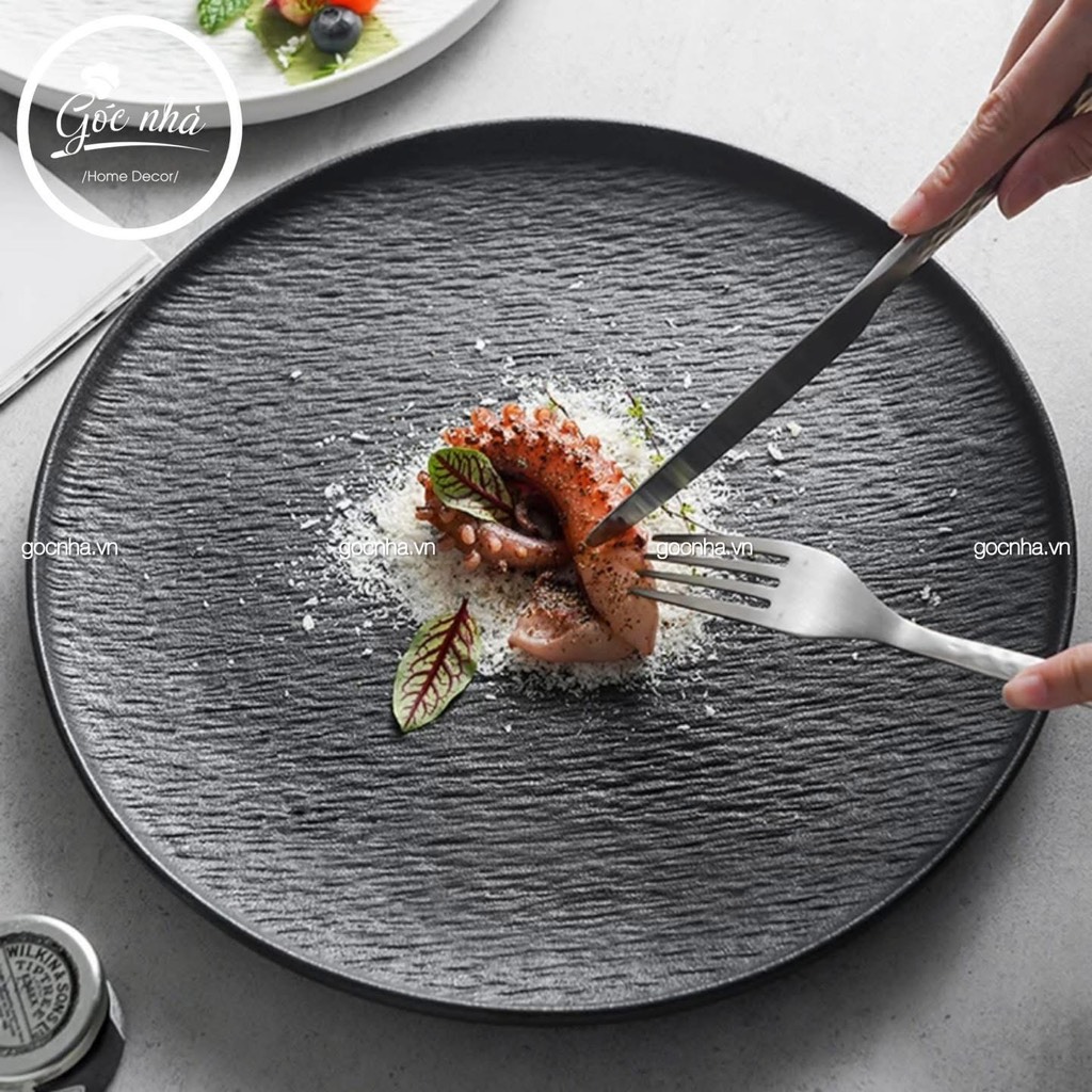 Dĩa Mocca Vân Sần dáng tròn