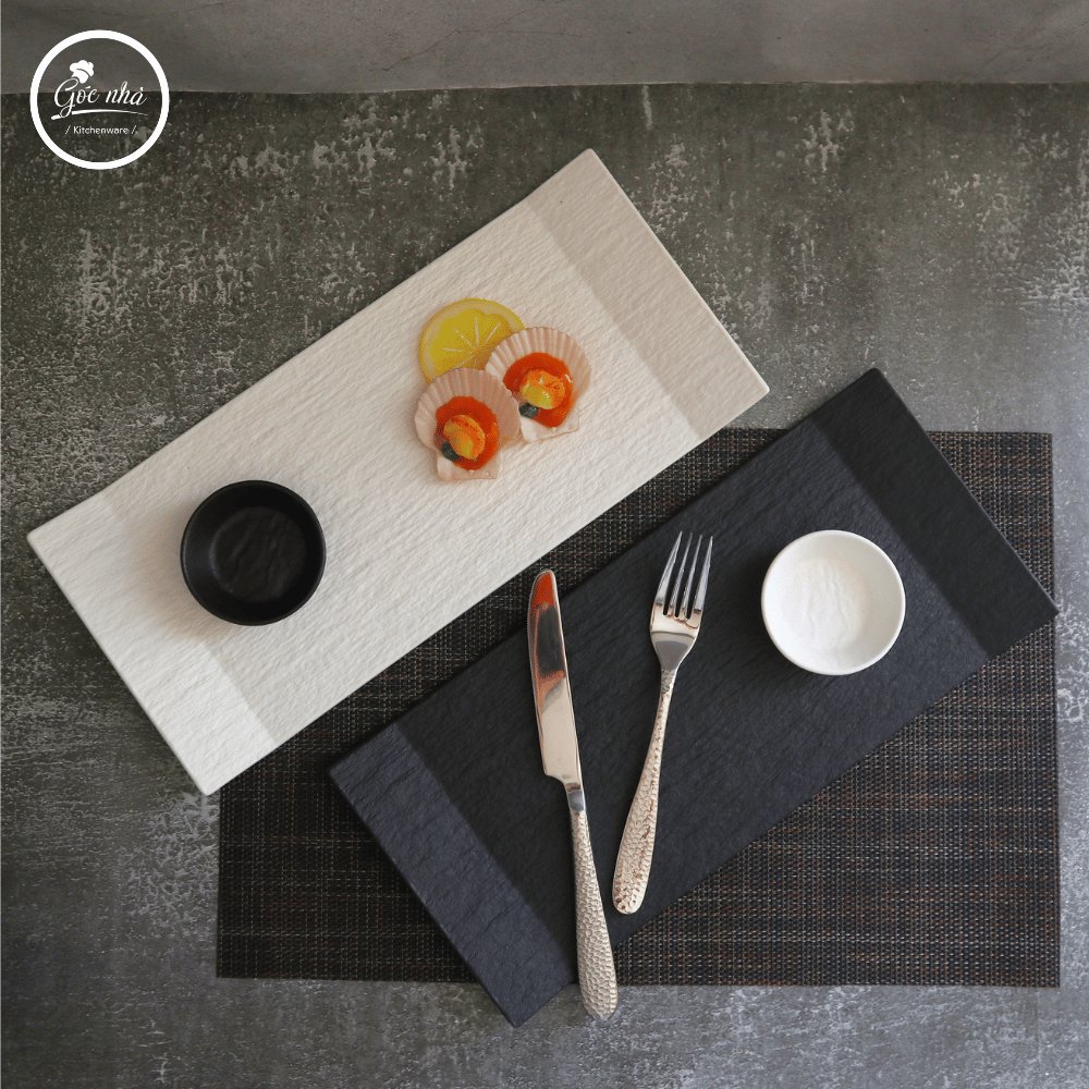 Dĩa Chữ Nhật Cạnh Gấp Mocca