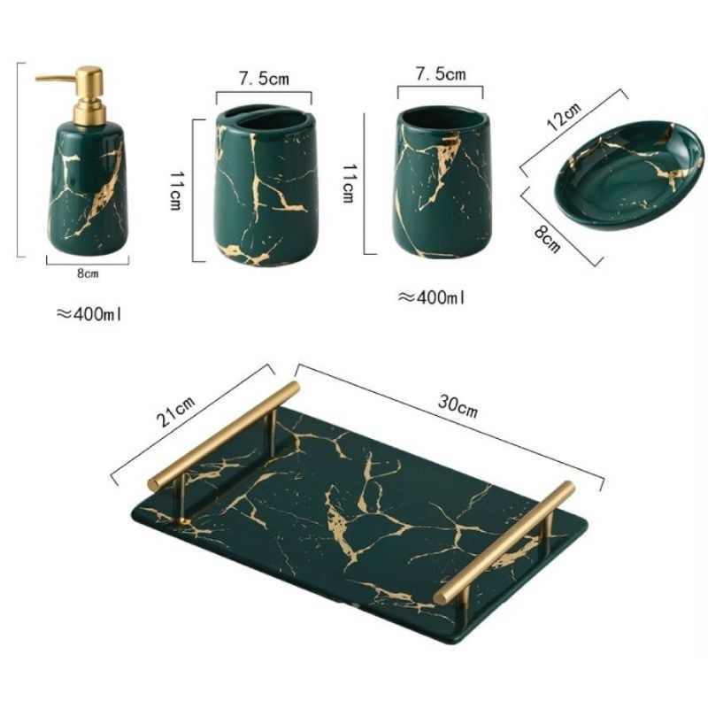 Set nhà tắm vân đá Marble Xanh