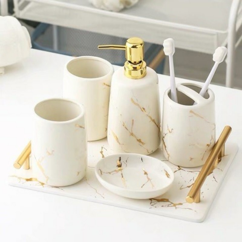 Set nhà tắm vân đá Marble Trắng