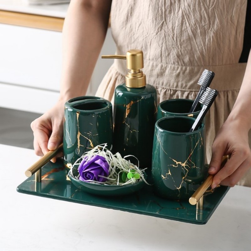 Set nhà tắm vân đá Marble Xanh