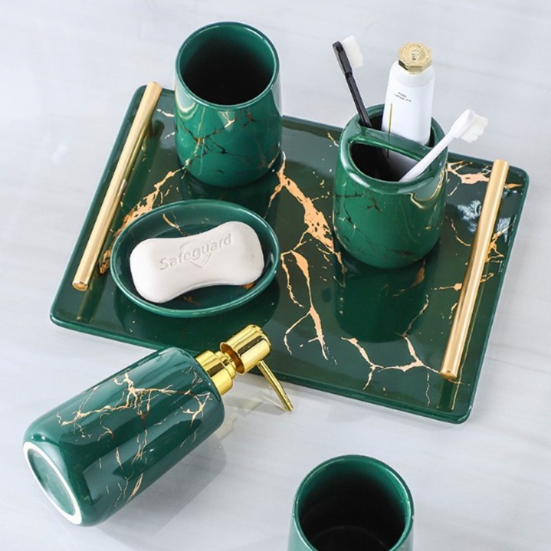 Set nhà tắm vân đá Marble Xanh