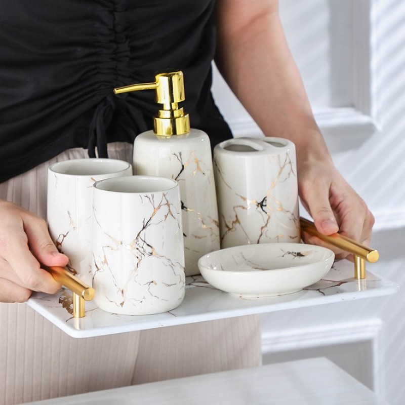 Set nhà tắm vân đá Marble Trắng