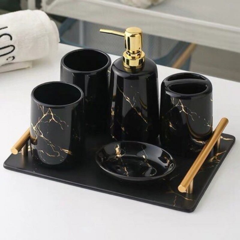 Set nhà tắm vân đá Marble đen