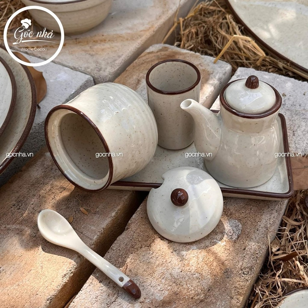 BST chén bát BEIGE nâu men tiêu