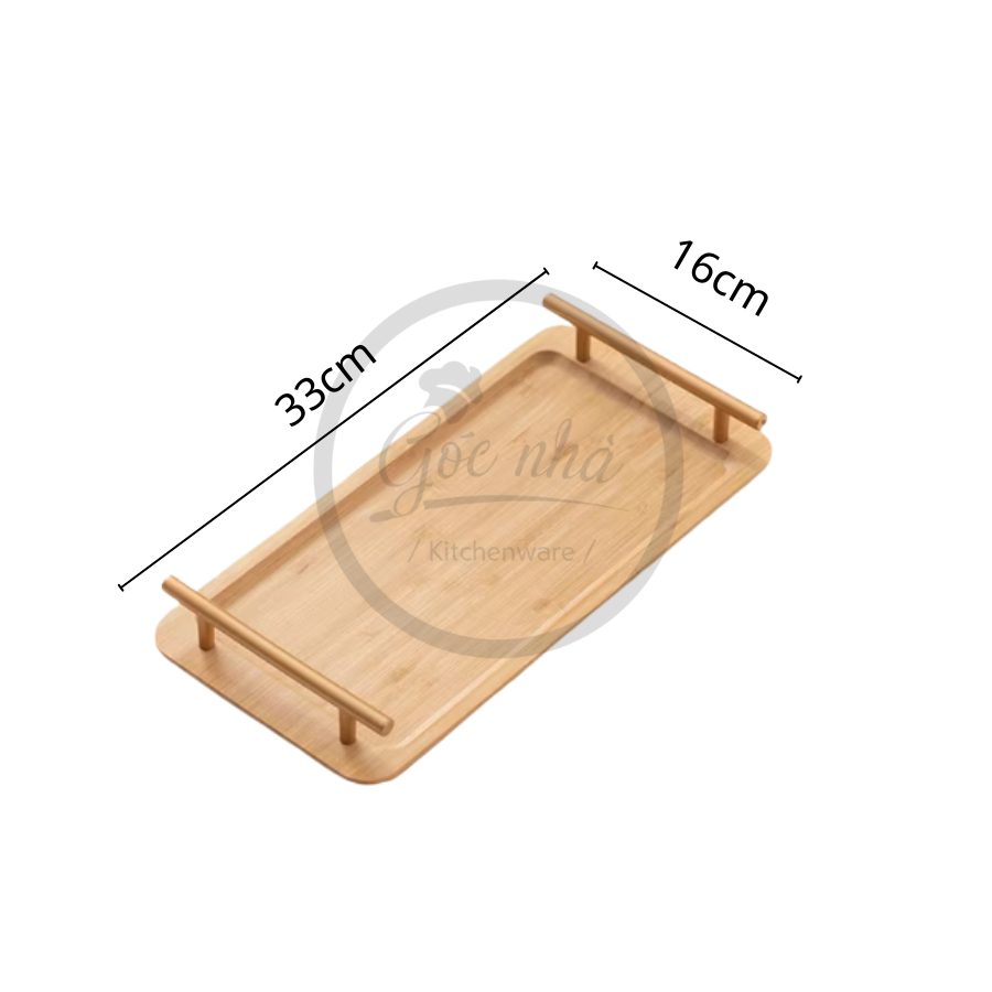 Khay Gỗ Tay Cầm Inox