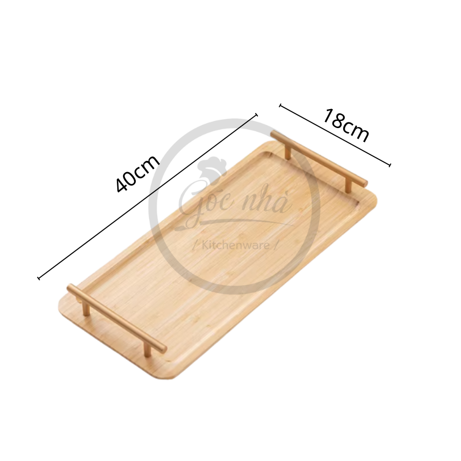 Khay Gỗ Tay Cầm Inox
