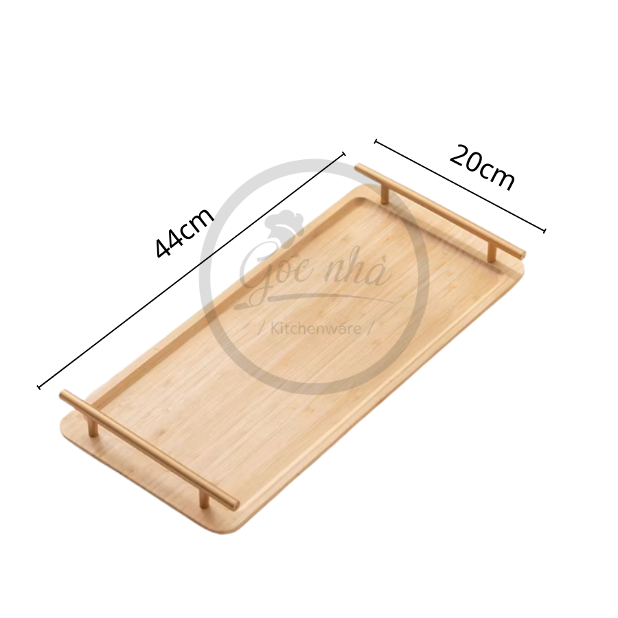 Khay Gỗ Tay Cầm Inox