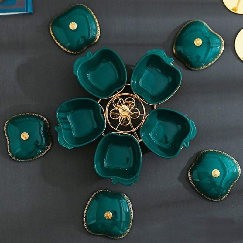 Khay mứt quả táo khung vàng