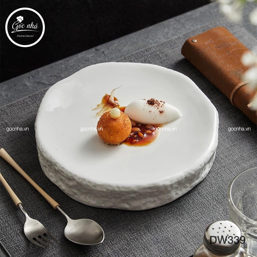 Dĩa tròn dày dáng méo Coral