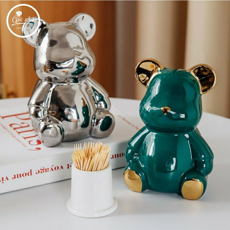 Hũ tăm sứ mini bear