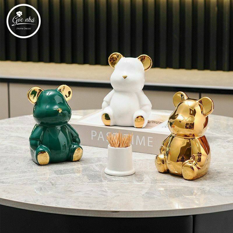Hũ tăm sứ mini bear