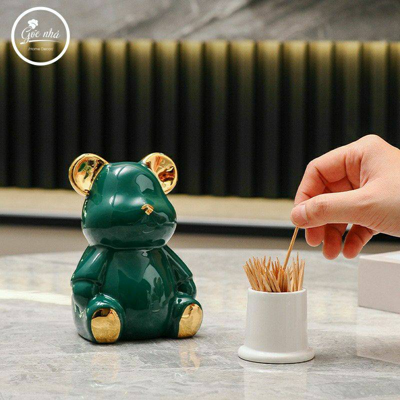 Hũ tăm sứ mini bear