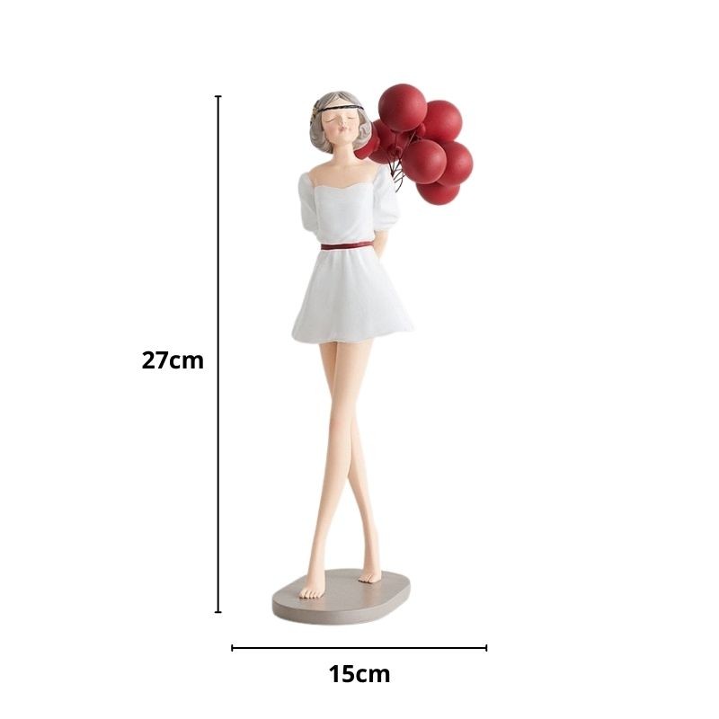 Tượng Cô Gái Decor Mini Cầm Bóng