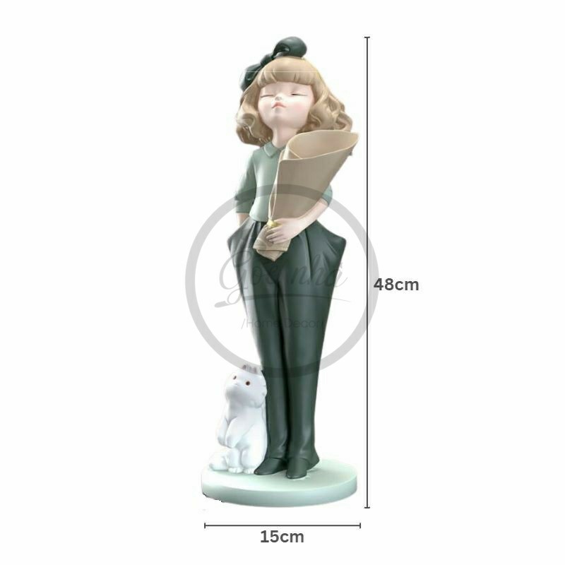 Tượng cô gái ôm hoa 48cm