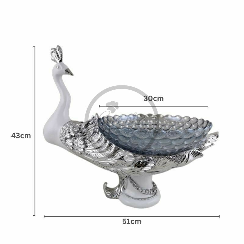 Khay trái cây pha lê chim công