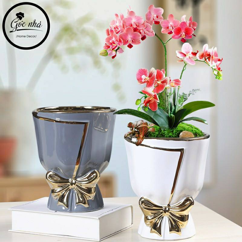 Bình Hoa Dáng Váy Thắt Nơ