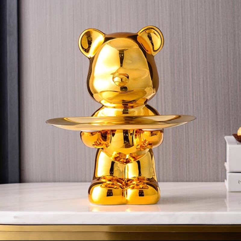 Gấu sứ bê đĩa dáng đứng