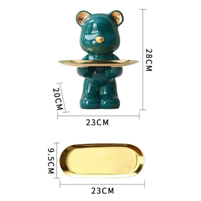 Gấu sứ bê đĩa dáng đứng