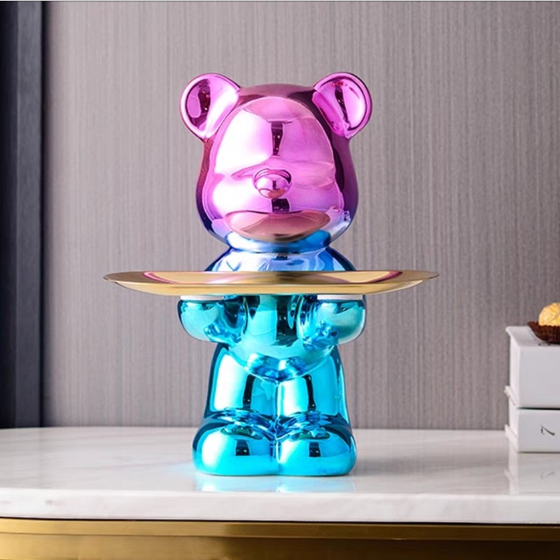 Gấu sứ bê đĩa dáng đứng