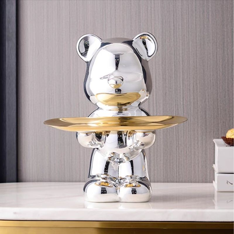 Gấu sứ bê đĩa dáng đứng