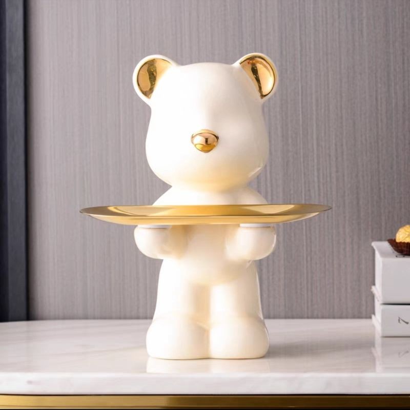 Gấu sứ bê đĩa dáng đứng