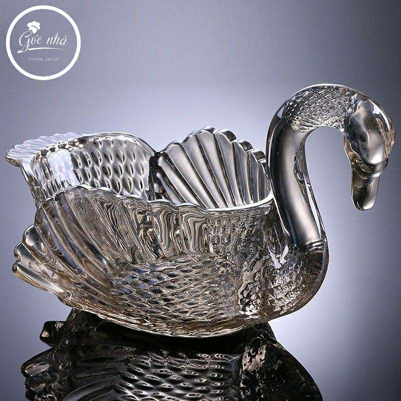 Tượng Trang Trí Crystal Swan Bowl