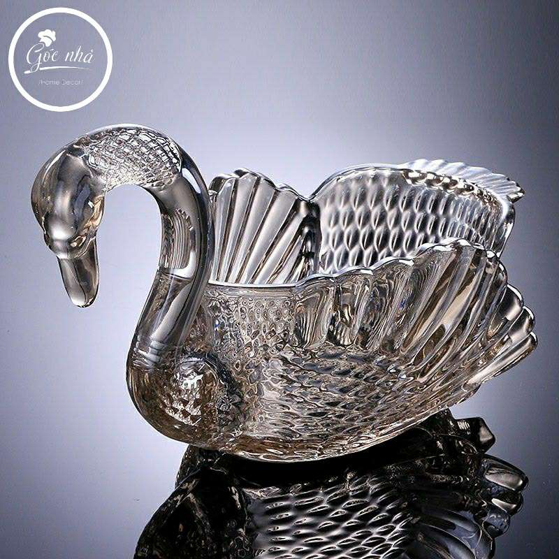 Tượng Trang Trí Crystal Swan Bowl