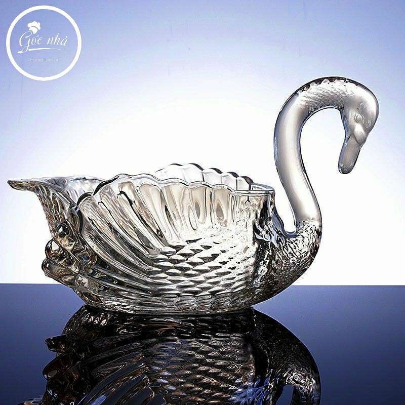 Tượng Trang Trí Crystal Swan Bowl