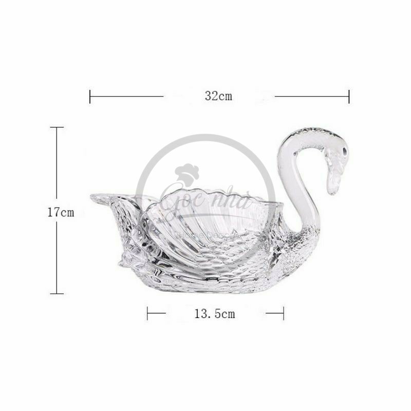 Tượng Trang Trí Crystal Swan Bowl