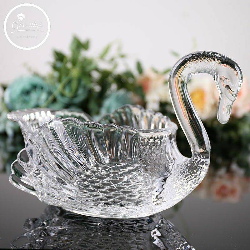 Tượng Trang Trí Crystal Swan Bowl