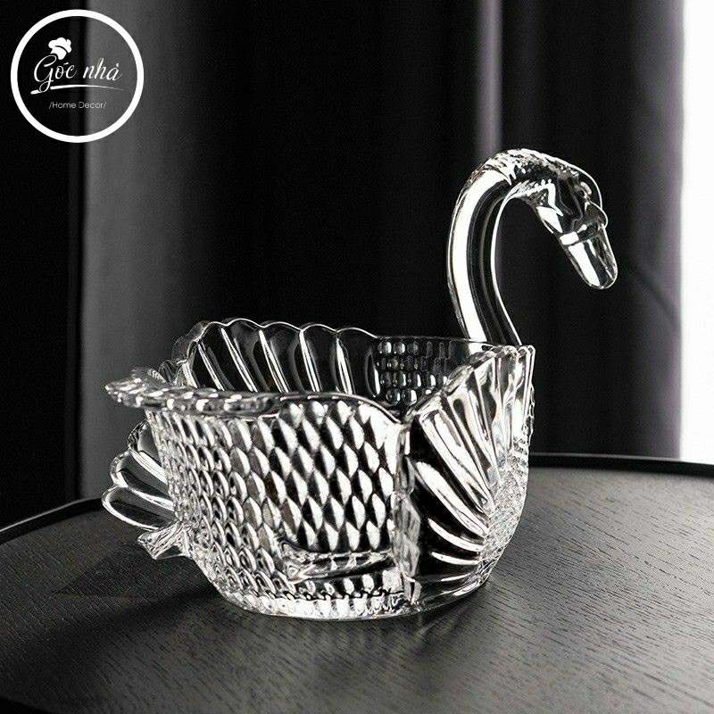 Tượng Trang Trí Crystal Swan Bowl