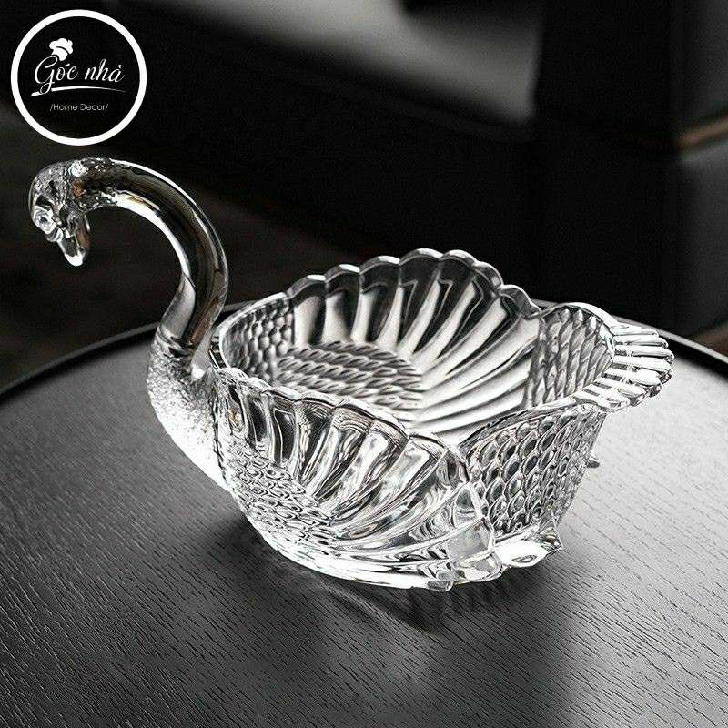 Tượng Trang Trí Crystal Swan Bowl