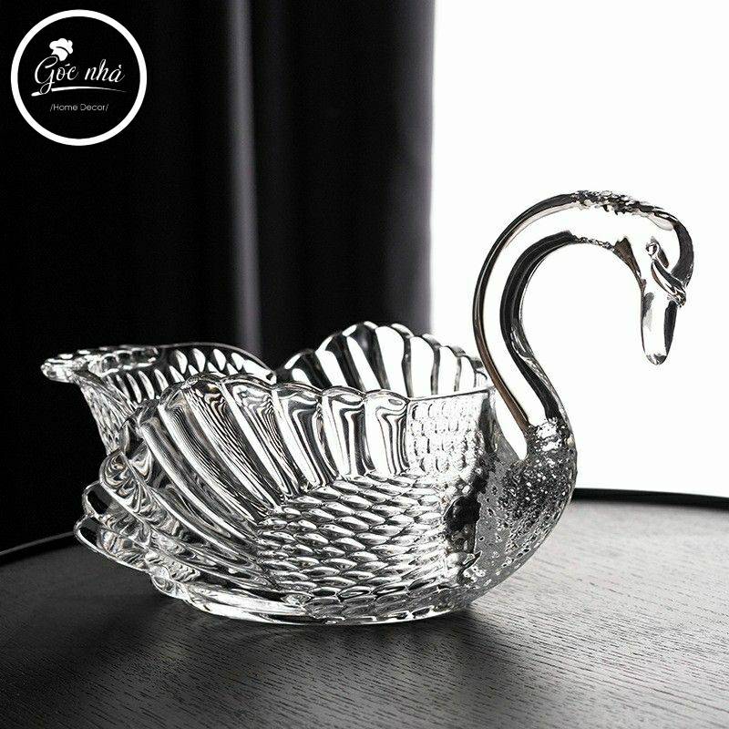 Tượng Trang Trí Crystal Swan Bowl