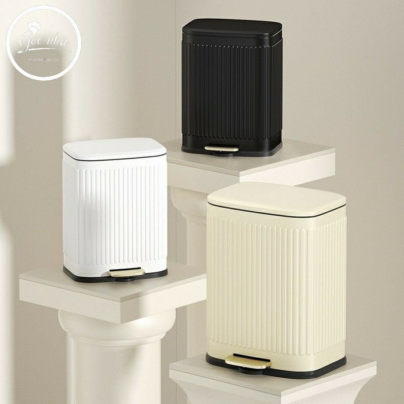Thùng rác thép carbon kẻ dáng dẹt