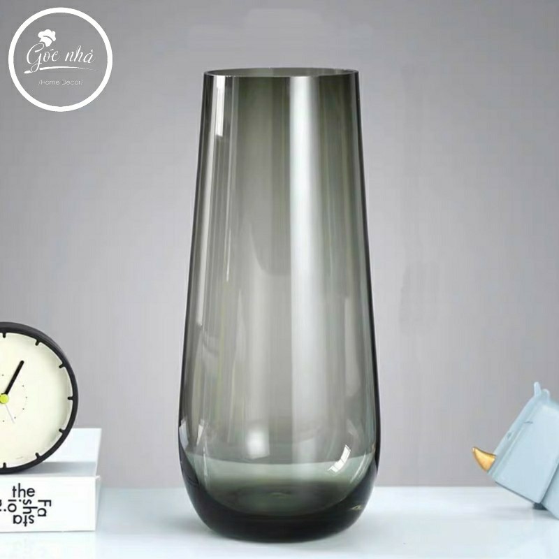Bình Hoa Thuỷ Tinh Bầu Xám Khói