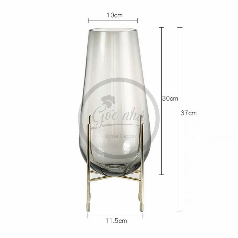 Bình Hoa Thuỷ Tinh Bầu Xám Khói