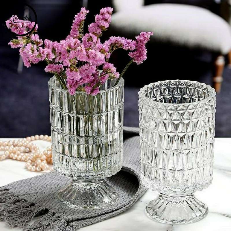 Bình hoa thủy tinh dáng ly chân cao