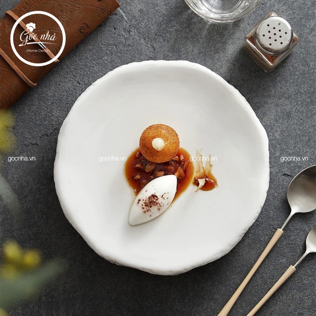 Dĩa tròn dày dáng méo Coral