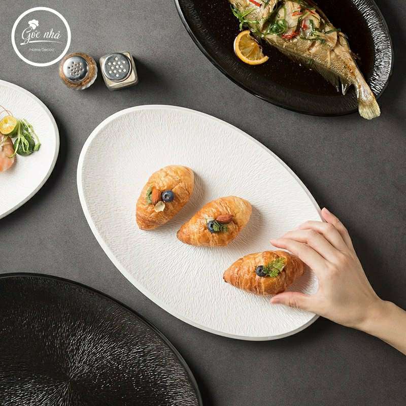 Moonlight - Dĩa oval vân sần