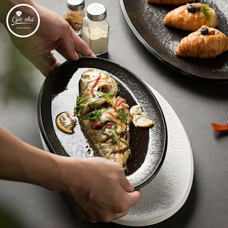 Moonlight - Dĩa oval vân sần