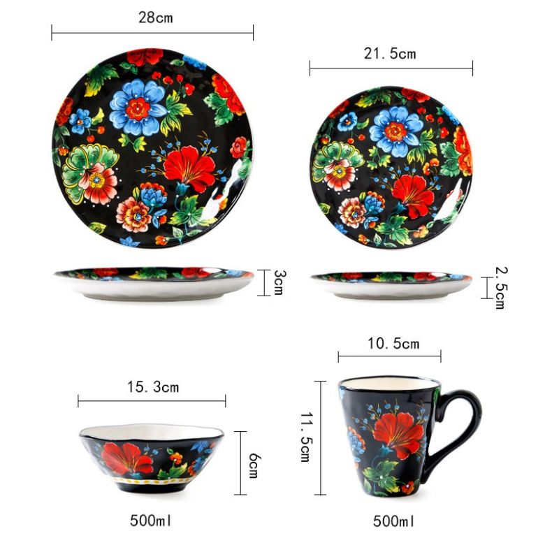 Set Chén Dĩa Cá Nhân Red Flower