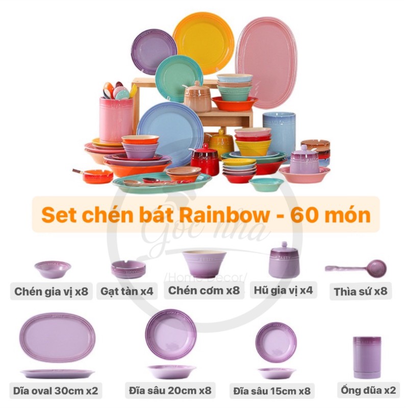 Set chén bát Rainbow